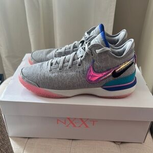 Zoom Nike LeBron NXXT Gen Gray and Pink Sneakers